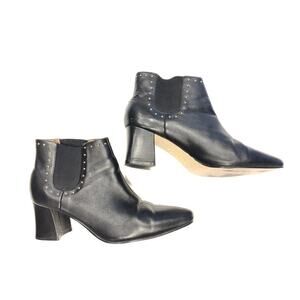 Stefani Size 8.5 Black Leather Studded Booties